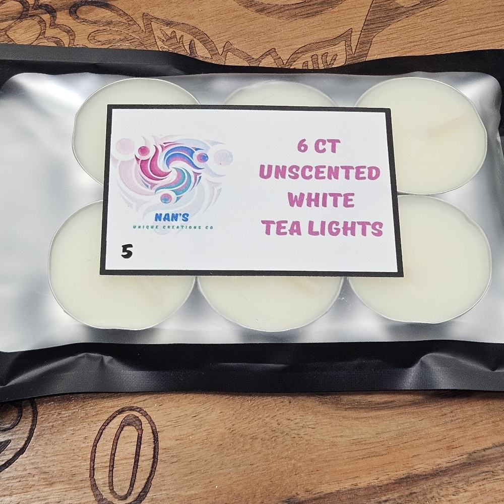 #C5 - 6 Pack White-Unscented Tea Lights